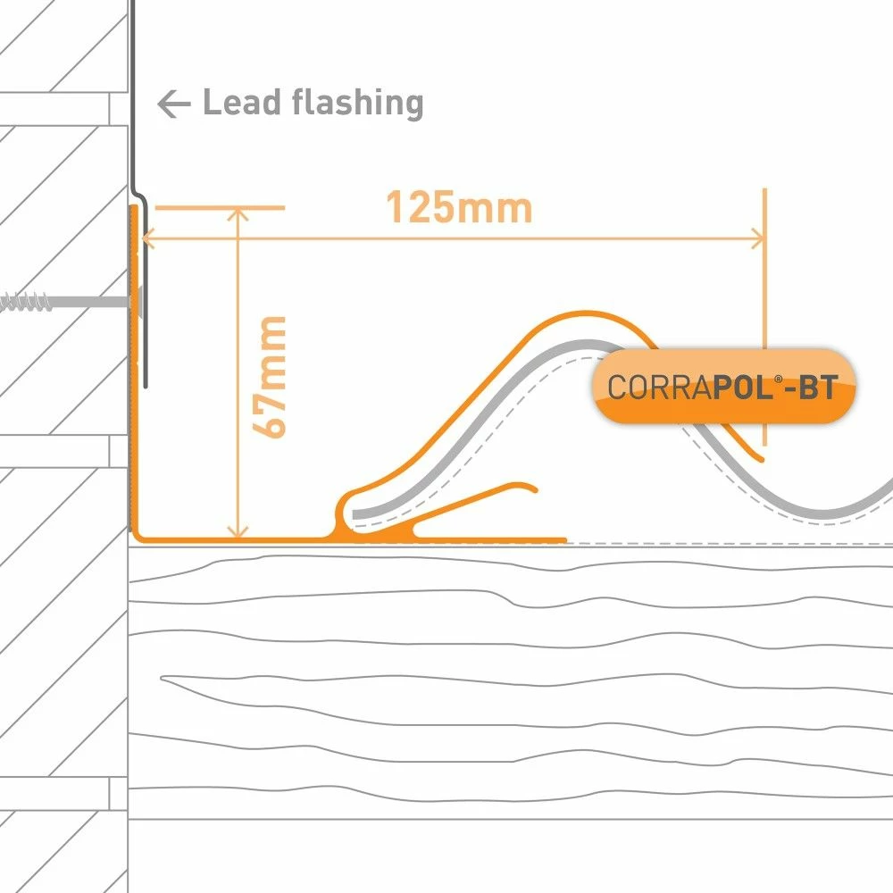 Corrapol BT Rock N Lock Wall Flashing (70mm | 130mm X 6,000mm) 4 Corrapol BT Rock N Lock Wall Flashing (70mm | 130mm X 6,000mm) - Image 2