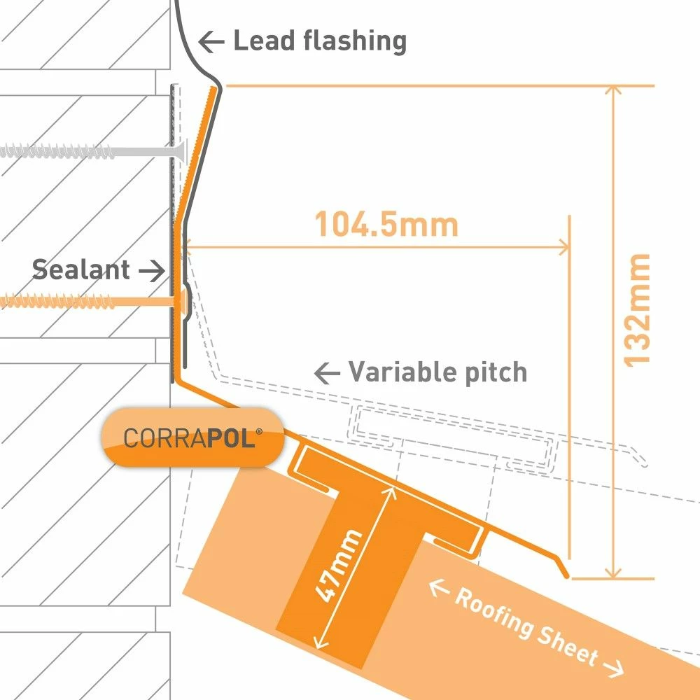 Corrapol Wall Top Flashing (90mm | 165mm X 6,000mm) 4 Corrapol Wall Top Flashing (90mm | 165mm X 6,000mm) - Image 2