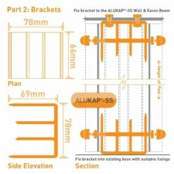 Alukap-SS Complete Post And Bracket Kit(60mm | 60mm X 3,000mm) -NATIONAL PLASTICS Sales akss920w 02t