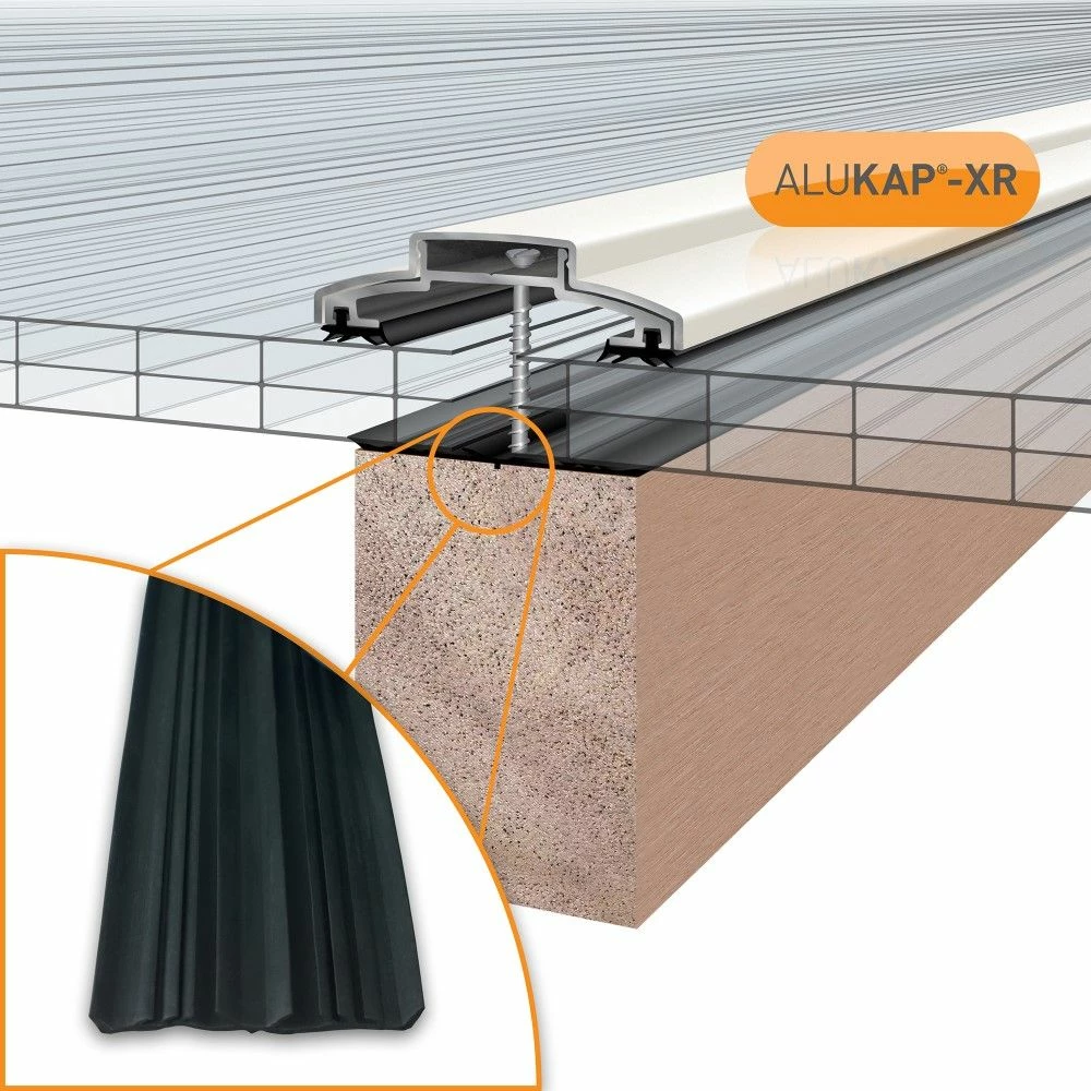 Alukap-XR 60mm Glazing Bar With 45mm Rafter Gasket (4.8m | White) 6 Alukap-XR 60mm Glazing Bar With 45mm Rafter Gasket (4.8m | White) - Image 4