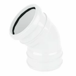110mm Pipe Double Socket 45 Degree Bend (White)