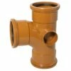Terracotta 110mm Underground 90 Degree Triple Socket Junction With Twin Boss -NATIONAL PLASTICS Sales kayug39